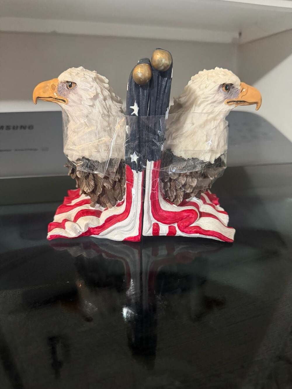 Avery Creations Bald Eagle American Flag Bookends Pair